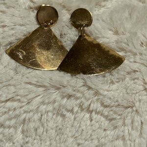 Geometric Gold Earrings with Textured Finish